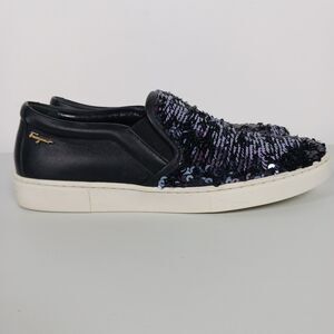 Salvatore Ferragamo Women's Sneakers Sz 5 Leather Sequined  Excellent Condition